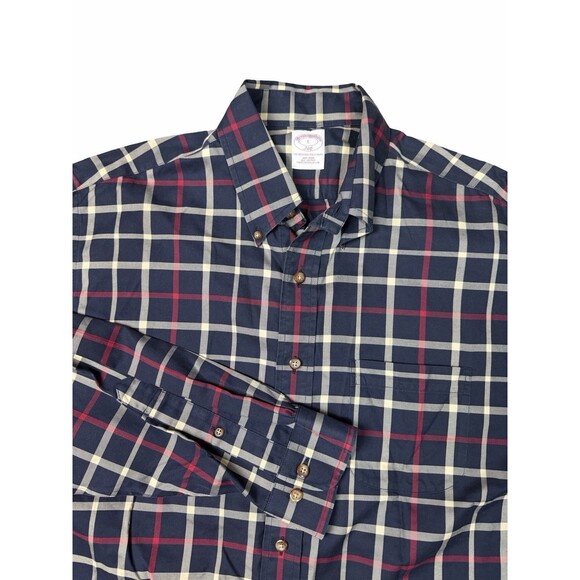 Brooks Brothers Other - Brooks Brothers 346 Non Iron Button Shirt L Blue Plaid Long Sleeve Cotton NWOT